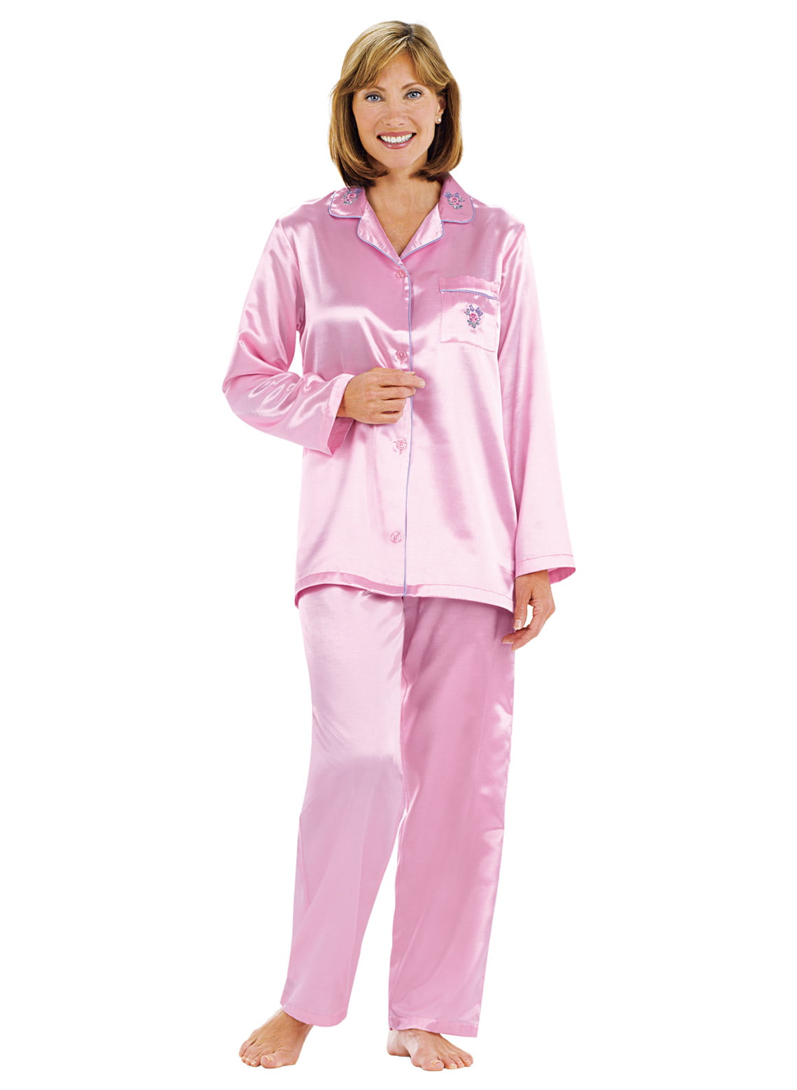 Cromoncent Mens Satin 2PCS Slim Fit Lapel Collar Sleepwear Silk Pajama Sets 