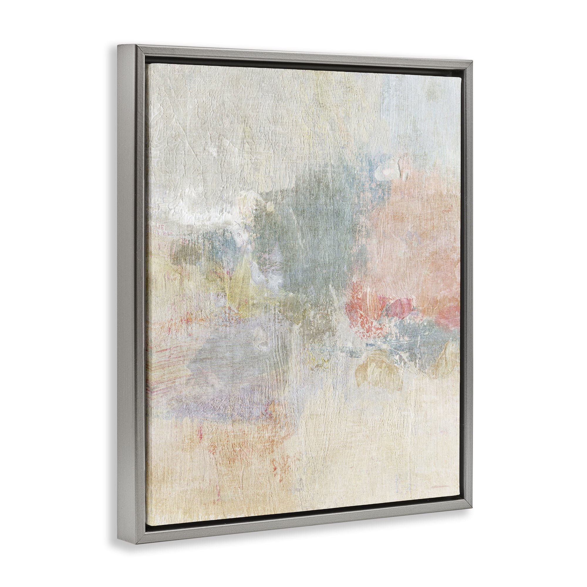 Stupell Industries Soft Ombre Abstraction Abstract Painting Gray Floater Framed Canvas Art Print Wall Art, 17 x 21