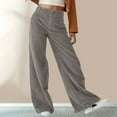 thumbnail image 2 of YOIAVAIOY Women Lightweight Velvet Pants Dressy Casual Wide Leg Pants Stretchy High Waisted Velour Palazzo Pants GrayM, 2 of 7