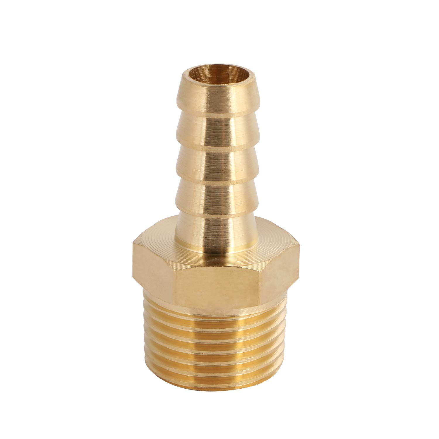 U.S. Solid 3pcs Brass Hose Fittings, Adapters, 3/8 Barb To 3/8 NPT