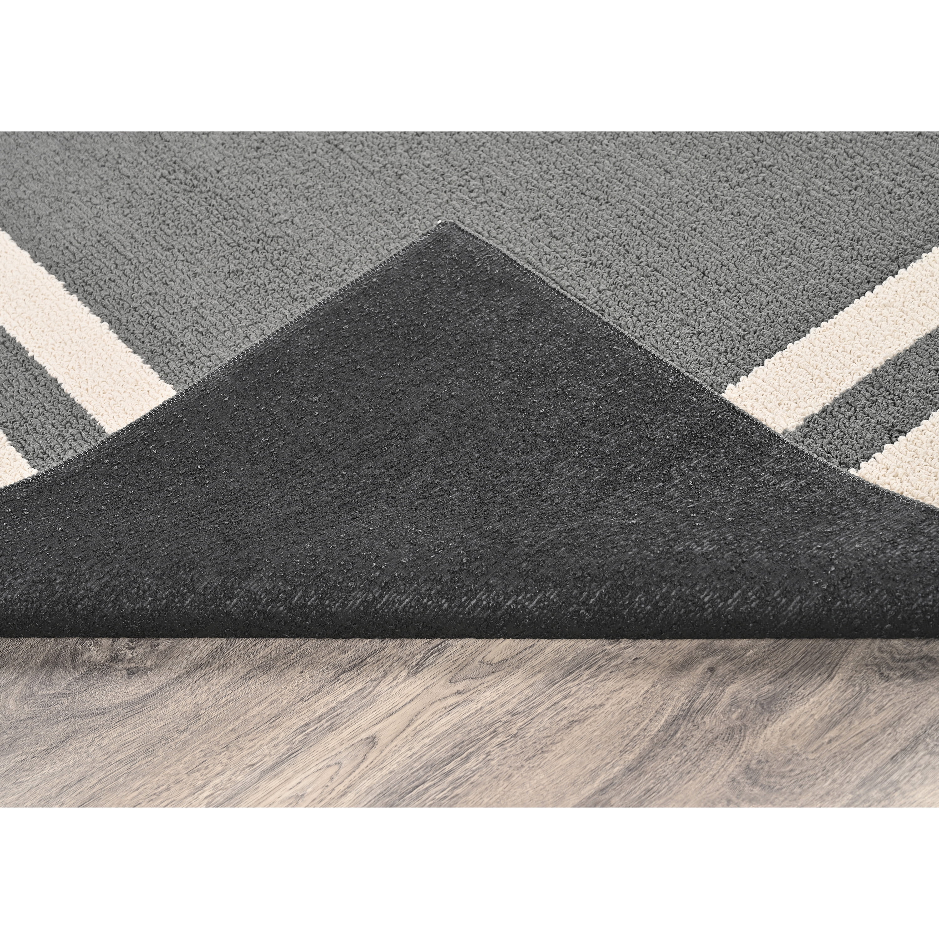 Garland Rug Borderline Polypropylene Cinder Gray/Ivory Indoor/Outdoor Area Rug, 5' x 7'