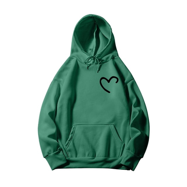 Sudadera cómoda Gibobby para Mujer Sudadera con capucha Estampado de amor Bolsillos Verdinegro XXL