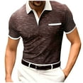 thumbnail image 2 of Fnnxeal Mens Polo Shirts, Summer Casual Shirt With Short Sleeves Lightweight Collared Solid Shirt for Men Brown, 2 of 6