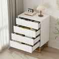 thumbnail image 3 of Commode à 4 Tiroirs avec Grand Rangement, Coffre Moderne en MDF avec Pattes en Métal Doré et Conception Anti-Basculement pour Chambre, Salon, Rangement d'Entrée, 3 of 7