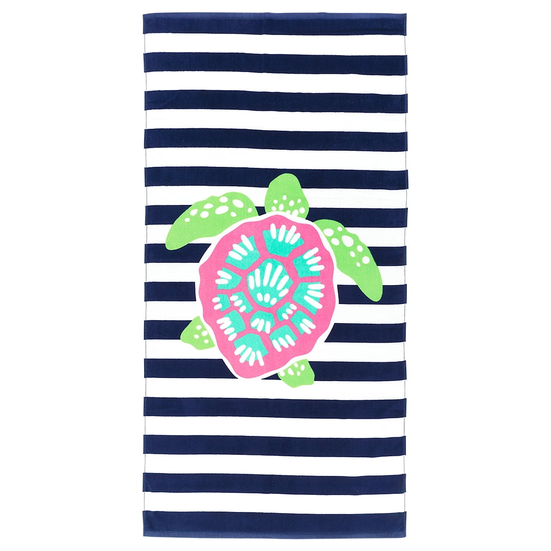 Viv & Lou Navy Stripe Turtle 60 x 30 Cotton Fashion Beach Towel
