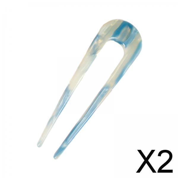 2x Horquillas para el pelo francesas, horquilla para moños, palitos para el pelo de doble punta, horquillas en forma de U para mujeres, accesorios par 2 piezas