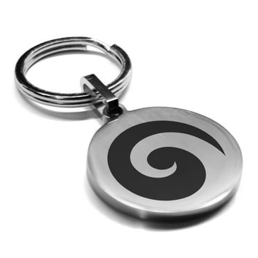 Stainless Steel Koru (Spiral) Maori Symbol Round Medallion Keychain Circle Ring