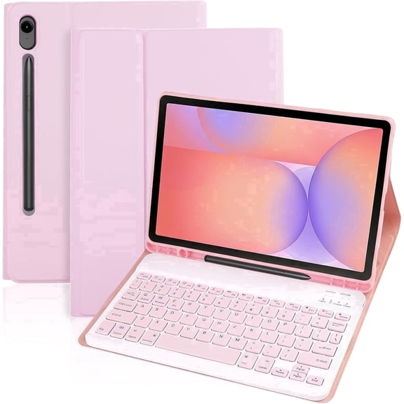 Keyboard Case for Samsung Galaxy Tab S10 Lite 5G / S10 FE / S9 FE / S9 10.9" / 11" (2025/2023) - Magnetic Detachable Bluetooth Keyboard with S Pen Holder, Slim Stand Protective (Pink)