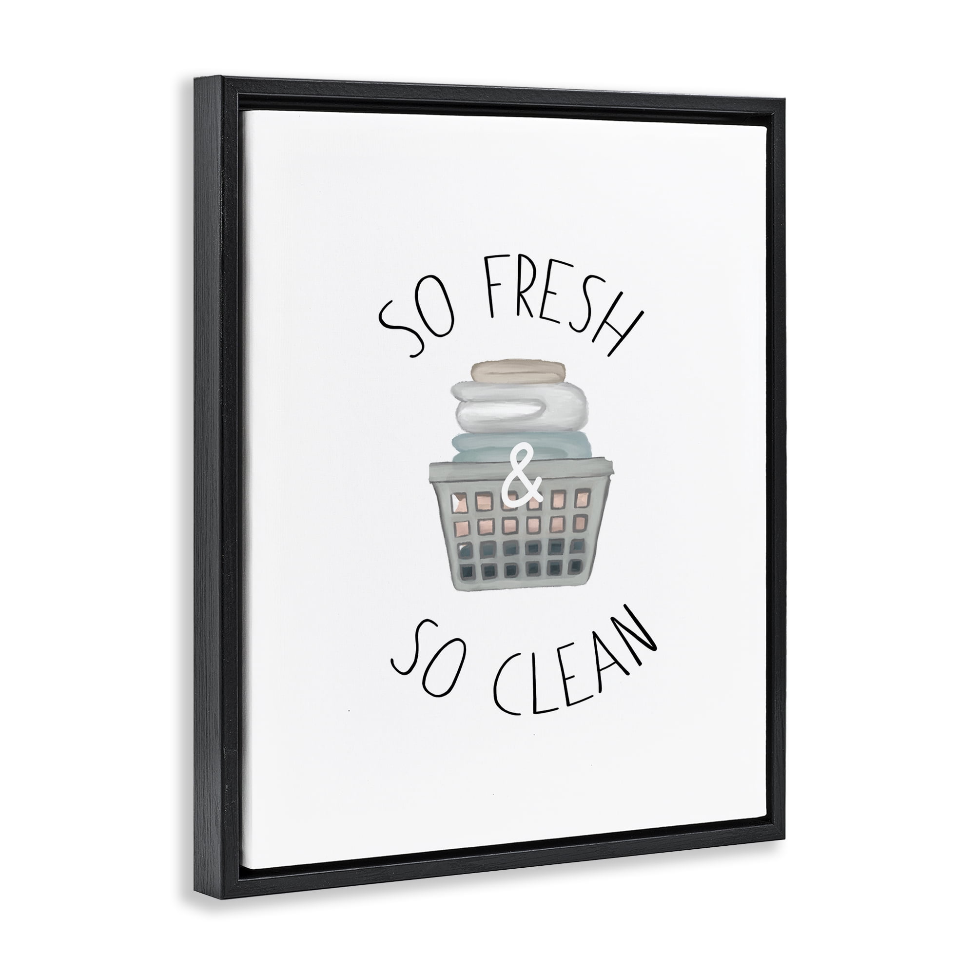 Stupell Industries So Fresh Laundry Basket Black Framed Floater Canvas Wall Art, design by Elizabeth Medley