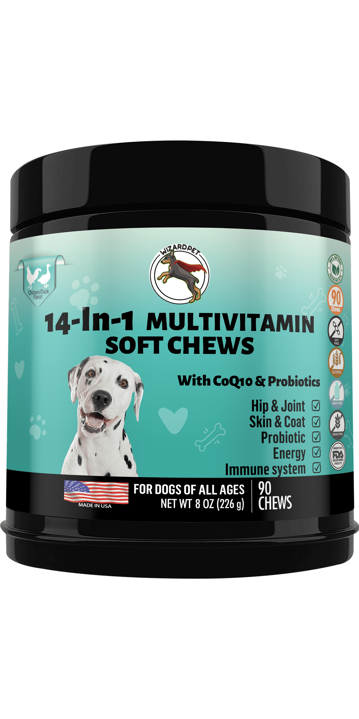 WIZARDPET 14in1 Dog Multivitamin Everyday Supplement for Dogs with