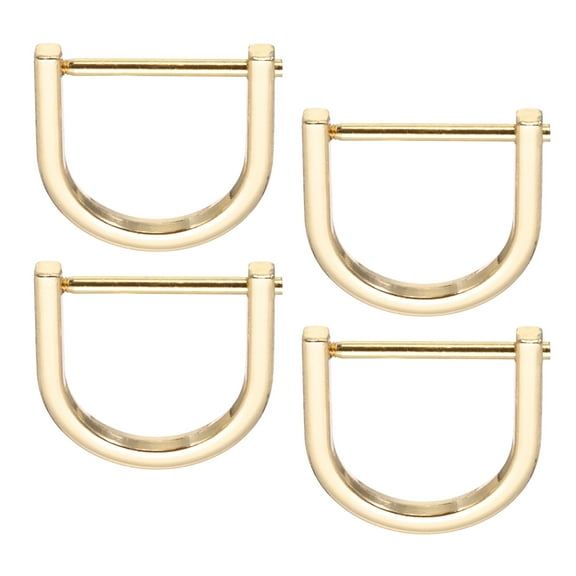 Uxcell 1" D-Rings Screw in Shackle, 4 Pcs Horseshoe U Shape D Ring Zinc Alloy Buckles for Purse Keychain, Light Gold