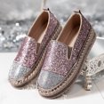 thumbnail image 5 of Women's Fashion Rhinestone Slip On Sneakers Comfortable Non Slip Walking Shoes Glitter Platform Loafers Pink Size 9.5, 5 of 6