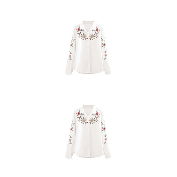 Camisa de mujer Qarigey 1518 Blanca Talla S 2piezas Corte entallado de fiesta de negocios elegante