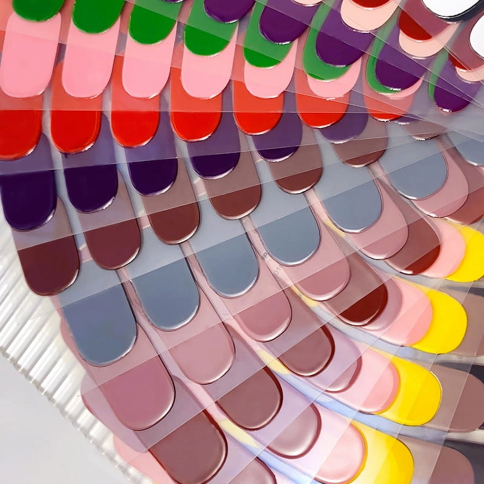16Tips Semi-Cured Gel Nail Sticker Pure Color UV/LED Lamp Gel Nail Polish Wraps Long-Lasting Full Cover Gel Sticker Nail Decor # #