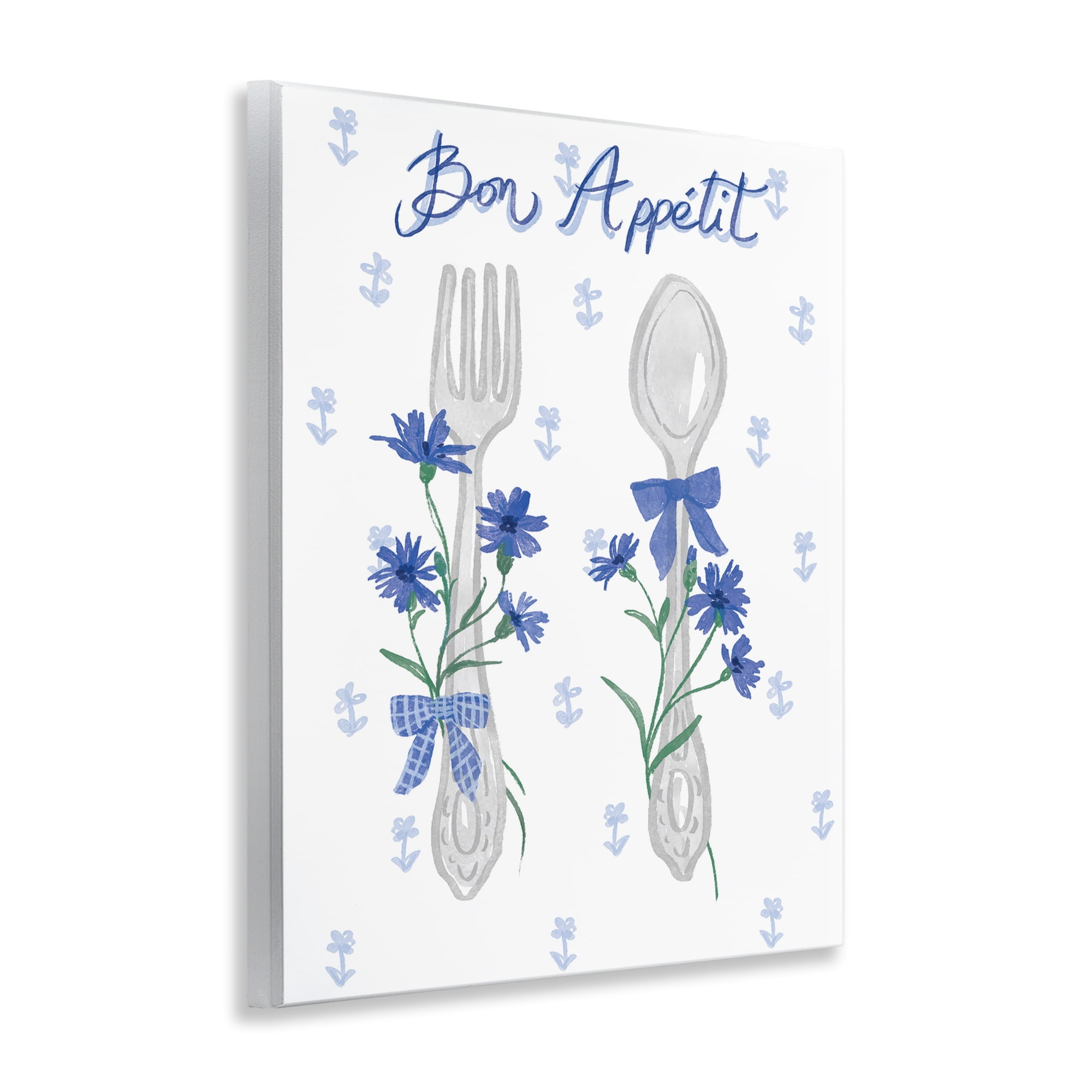 Stupell Industries Bon Appetit Floral Silverware Food & Beverage Painting Unframed Art Print Wall Art, 11 x 14
