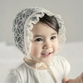 thumbnail image 3 of GOOHOCHY 1 gorro de encaje para bebé, protector solar, gorro de encaje para niña, gorro para el sol con ojales de encaje para bebé (blanco), 3 of 7