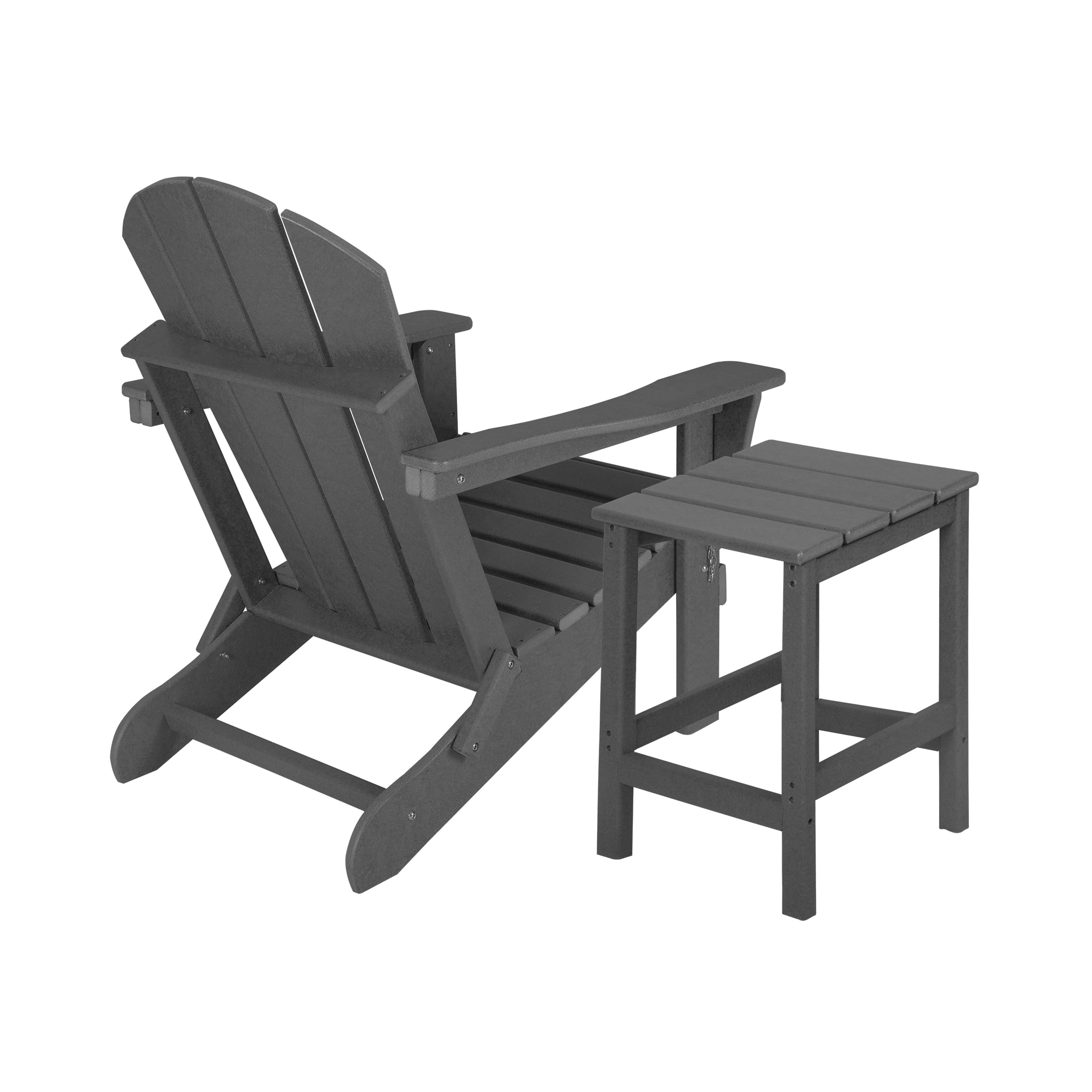 Adirondack Chair with Square Side Table Included for Outdoor Patio Garden Porch Seating, Gray