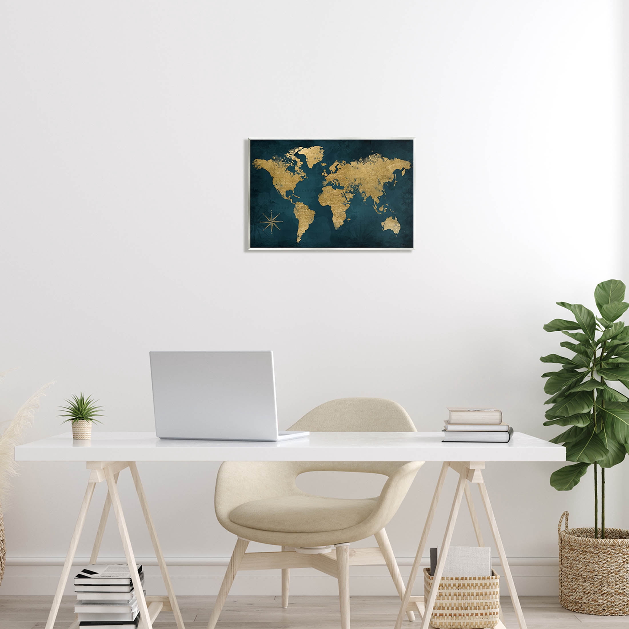 Stupell Industries Blue Compass Pattern Map Graphic Art Unframed Art Print Wall Art, Design by Natalie Carpentieri