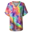 thumbnail image 3 of Women's Plus Size Short Sleeve Tie-dye Printing V-Neck T-Shirt, 3 of 4