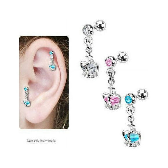 Tragus Cartilage Crown Cage with Gem Earring JD06 BodyJewelryOnline