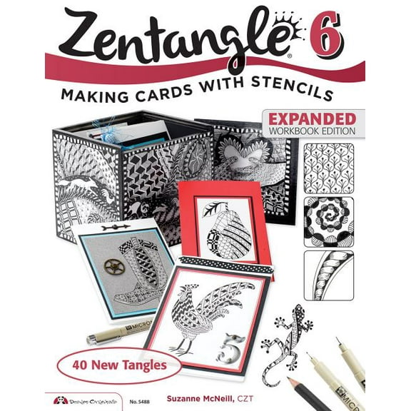 Design Originals Zentangle 6: Expanded Workbook Edition, Making Cards with Stencils
