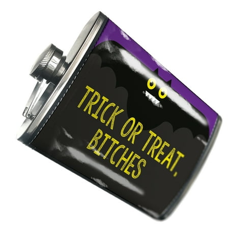 

NEONBLOND Flask Trick or Treat Bitches Halloween Funny Bat