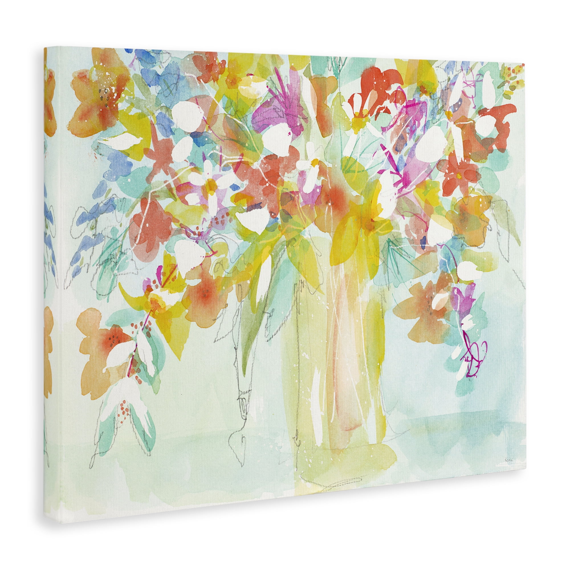 Stupell Industries Bold Eclectic Bouquet Botanical & Floral Painting Gallery Wrapped Canvas Art Print Wall Art, 48 x 36