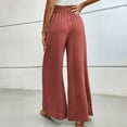 thumbnail image 4 of FUNUONY Womens Wide Leg Pants Casual Palazzo Flowy Pleated Trouser Woman Elastic High Waisted Loose Fit Lounge Pant Comfy 2025 Elastic with Flared Elegant Commuting Casual Pants Red Xl, 4 of 9