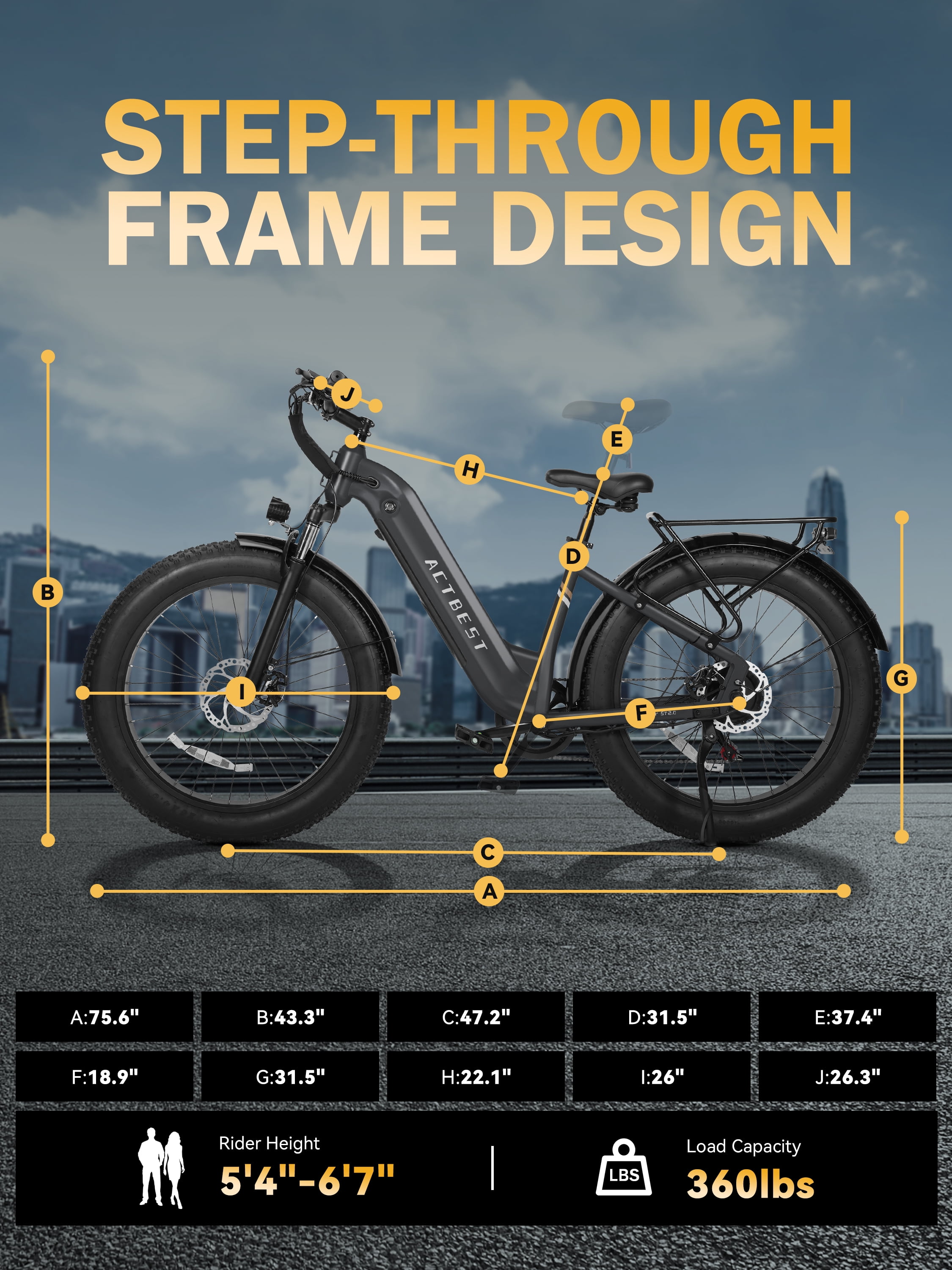 Electric Bike for Adults Peak 750W 20MPH Brushless Motor,48V Electric Mountain Bikes, 26"×4 Fat Tires Ebike,7 Speed (Grey)
