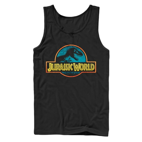 Men's Jurassic World Color Outline Logo Tank Top Black Medium