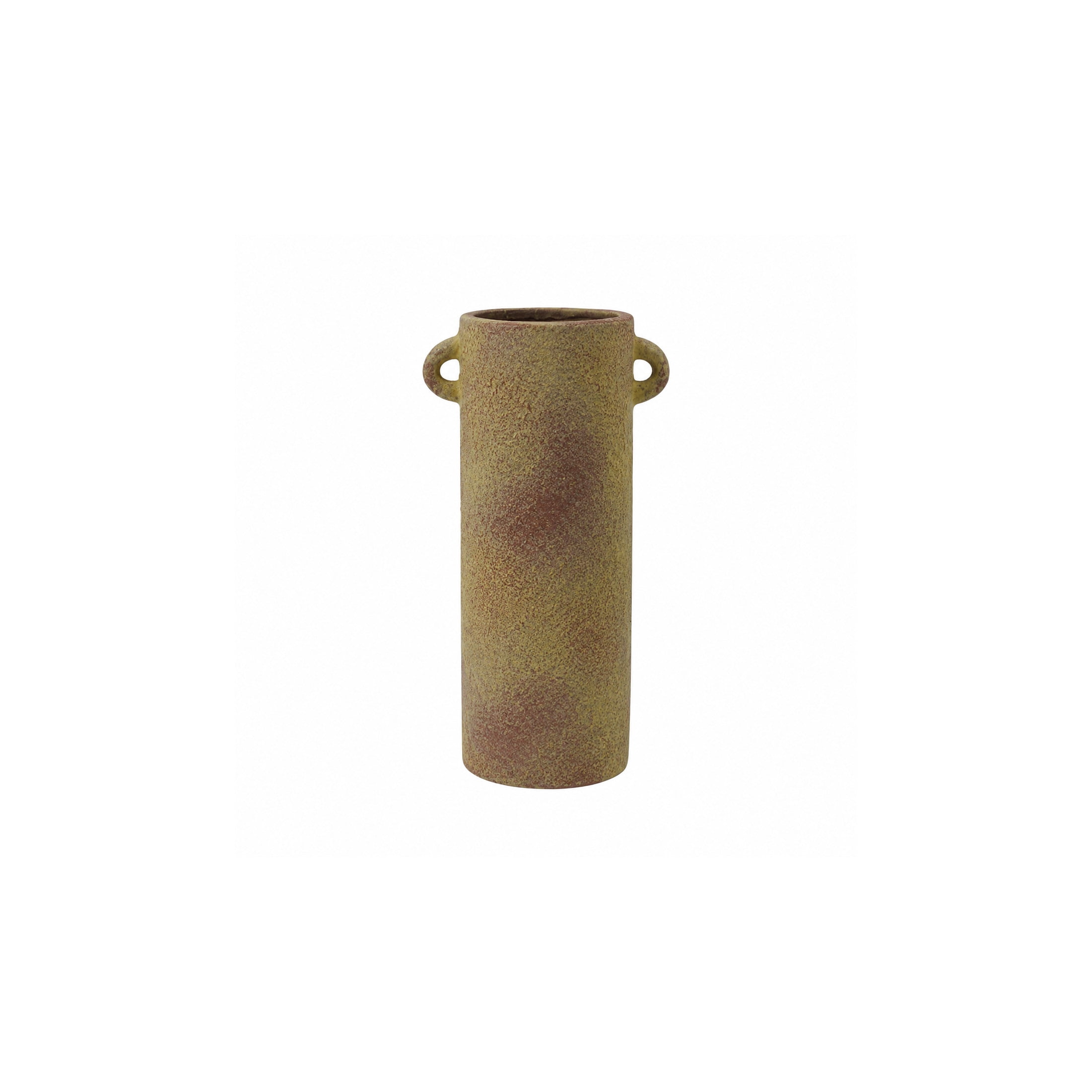 DecMode 9" Antique Style Textured Brown Ceramic Vase with Handles