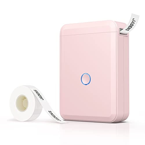 JADENS - Impresora de etiquetas portátil con Bluetooth y cinta adhesiva, color rosa claro