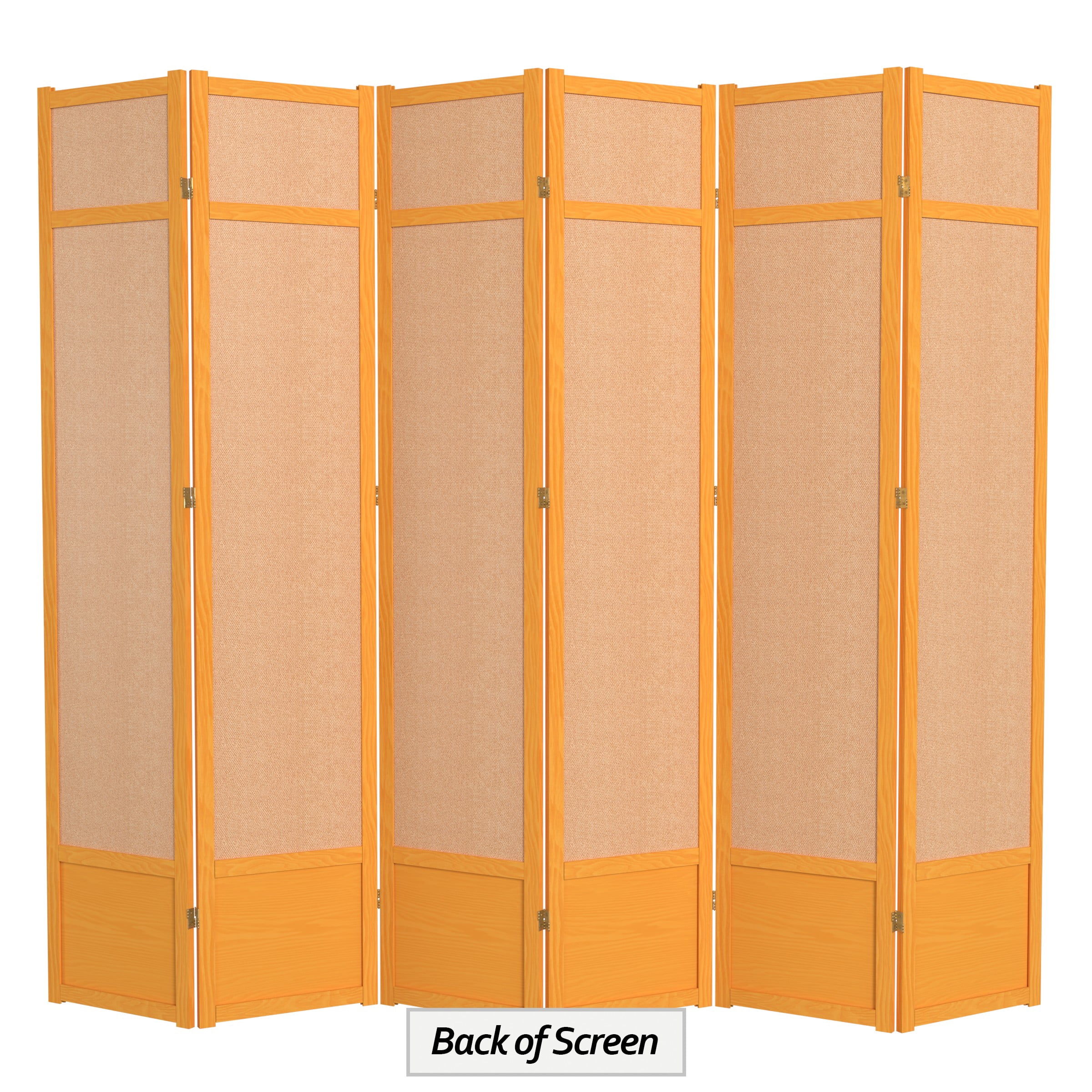 Red Lantern 7 ft. Tall Jute Shoji Screen - 6 Panel - Honey