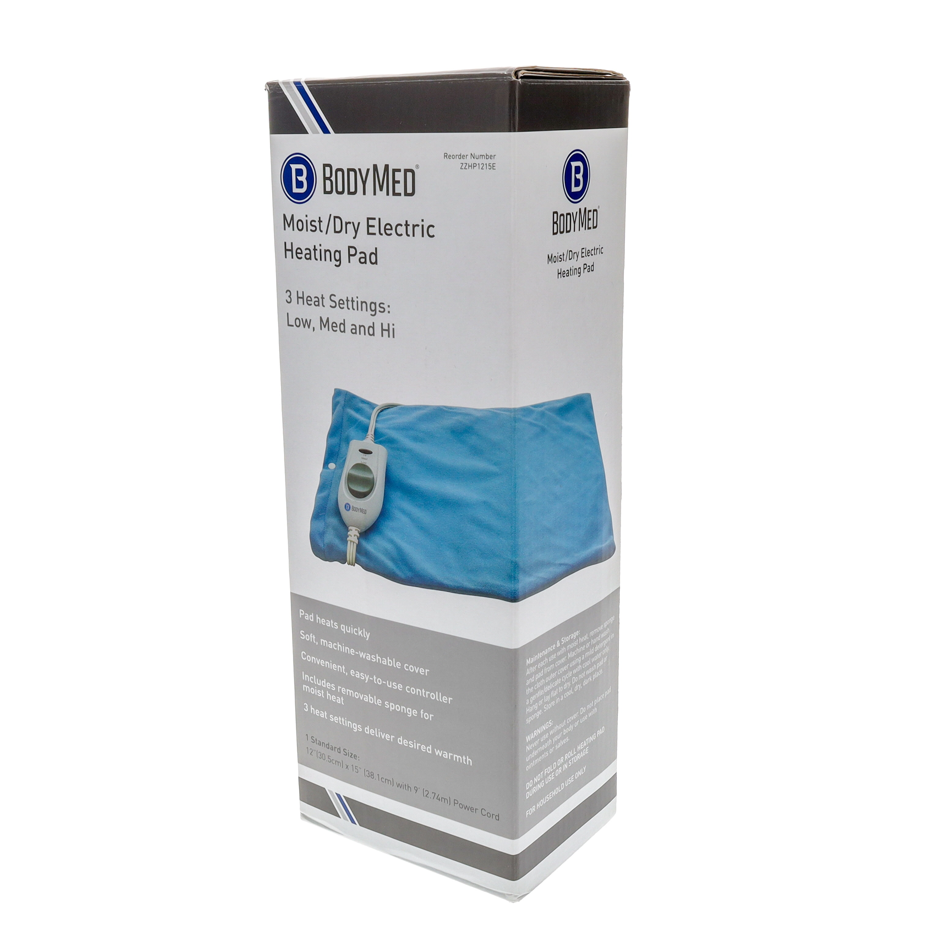 BodyMed Moist & Dry Heating Pad with Auto Shut Off Heating Pad for Neck, Shoulder, Back and Muscle Discomfort Relief - 12 in. x 15 Inch, Blue