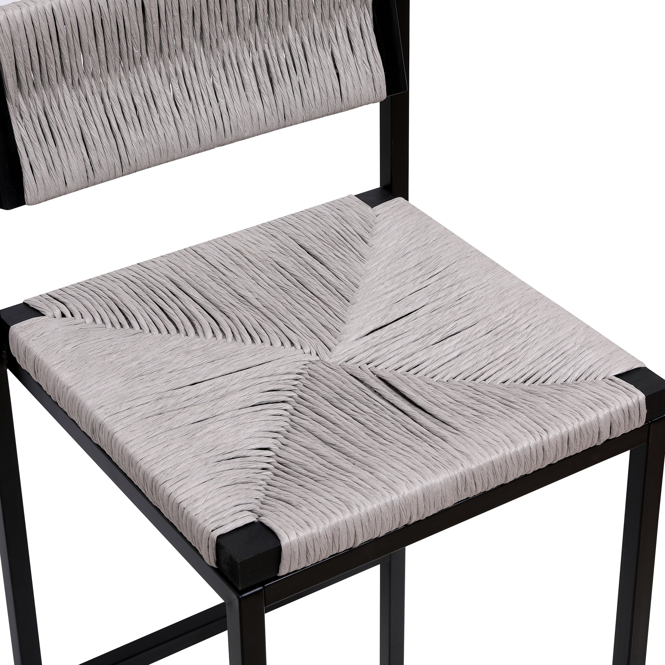 SYNGAR Bar Stools with Back Sets of 2, Woven Bar Chair with Metal Legs, Counter Height Bar Stools, Bar Chairs for Kitchen Bars Restaurants, Tufted Barstools Set, Gray