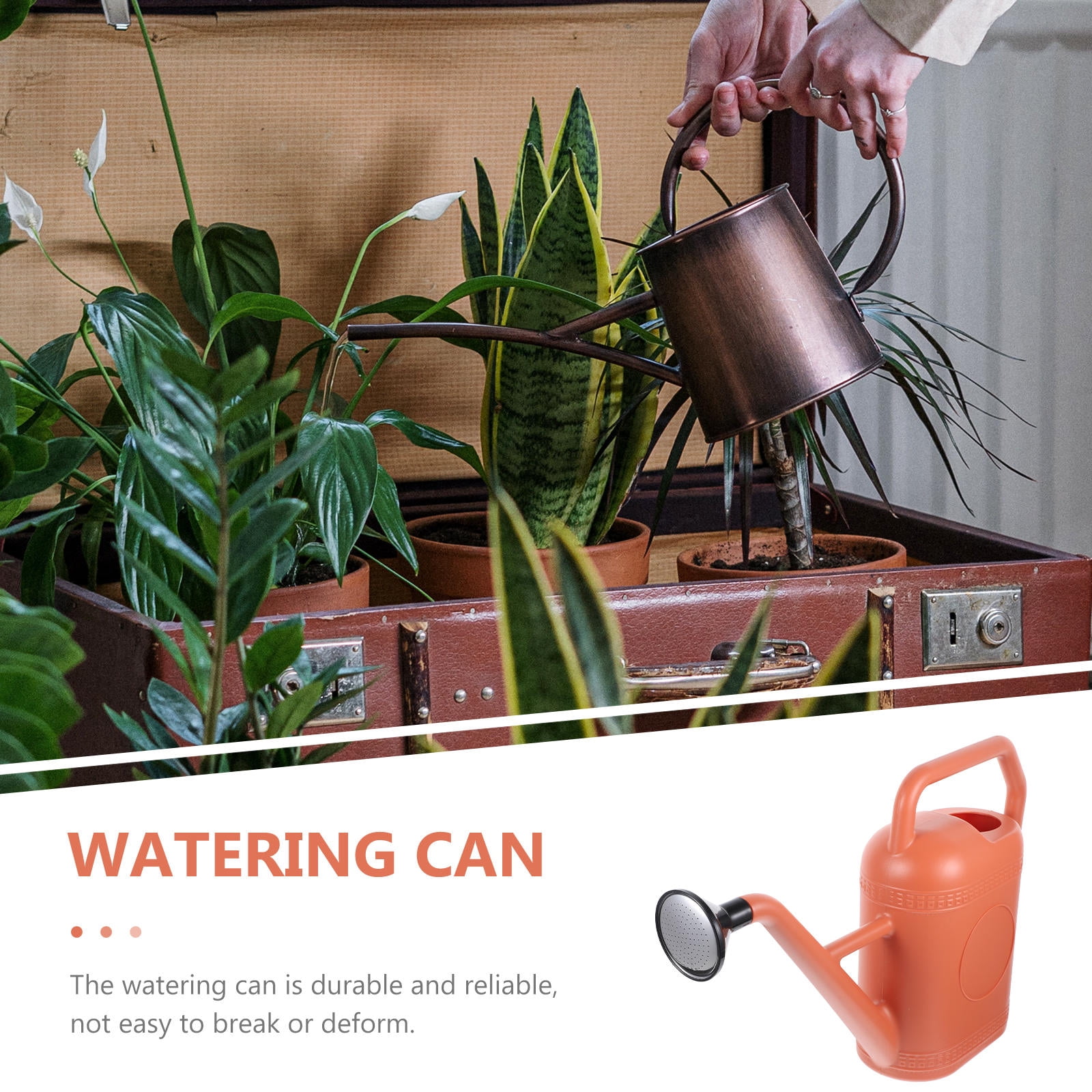 KAKOWELY 1Set Dark Red Plastic Watering Can for Garden with Long Spout Simple Design 18.86X12.58X4.52in