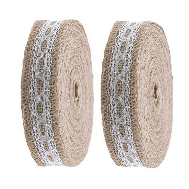 Burlap Ribbon with Lace Unwired 20 Yards Rustic Jute Ribbon for