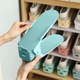 thumbnail image 4 of Linnome 2 Pack Shoe Rack Double Layer Shoe Holder Plastic Space Saving Storage Organizer for Closet 9.84x3.94in Green, 4 of 6