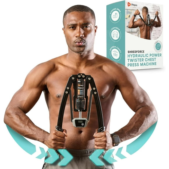 Lifepro Hydraulic Power Twister Arm Exerciser – Adjustable 22–440lb Chest Expander with Smart Rep Counter, Upper Body Strength Trainer for Home Gym Workouts - Gray