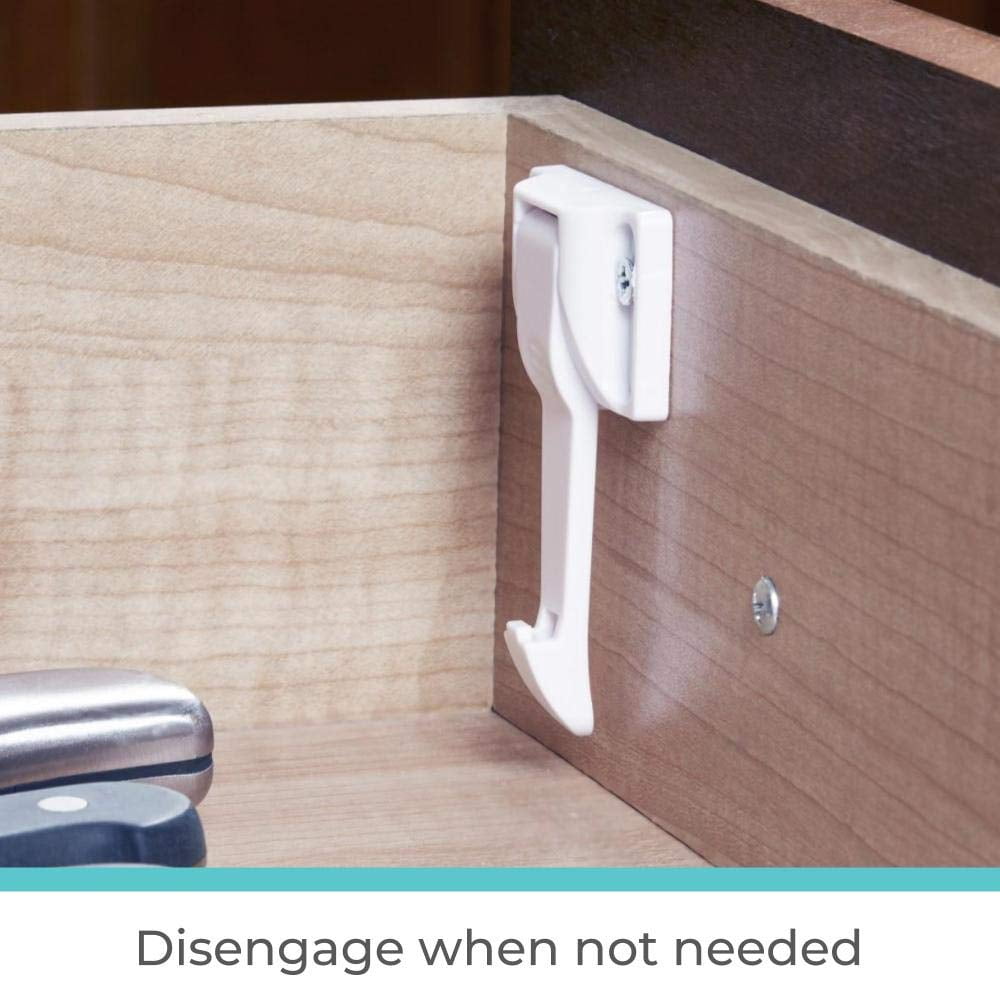Toddleroo by North States Child Safety Drawer and Cabinet Tab Latches, White, 10 Pack