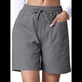 thumbnail image 3 of Pantalones Cortos Casuales Omen con Cordón Ajustable, Cintura Elástica, Cómodos, de Verano, con Bolsillos, Gris, Talla M, 3 of 7