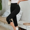 thumbnail image 5 of Capri Pants for Women High Waisted Stretch Pants Dressy Casual Work Trousers Buttons Summer Fashion Cropped Pants Solid Color Pull On Bottoms How To Return Items Ordered Online Returns And Refunds, 5 of 7