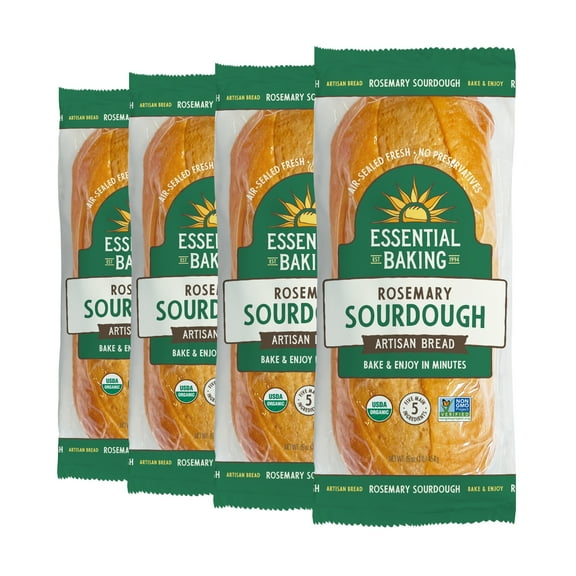 Essential Bake at Home Garlic Parmesan Bread, Certified Organic, Shelf-Stable, 16 oz, 4 Pack