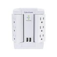 thumbnail image 2 of CyberPower CSP600WSURC2 6-Outlet Swivel Professional Surge Protector Wall Tap With 2 USB Ports, 2 of 6