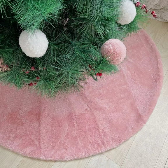 Pink Christmas Tree Skirt 48 Inch Sequin Velvet Tree Skirt Mini Xmas Tree Skirts Halloween Tree Decorations Glitter Christmas Tree Cover Skirt Fall Tree Mat for Holiday Fall Christmas Tree Ornaments
