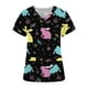 thumbnail image 3 of Blusa con cuello en V de manga corta para mujer, uniforme con bolsillos estampados de Pascua, blusa de enfermería Pompotops hkajfhjk460947, 3 of 4