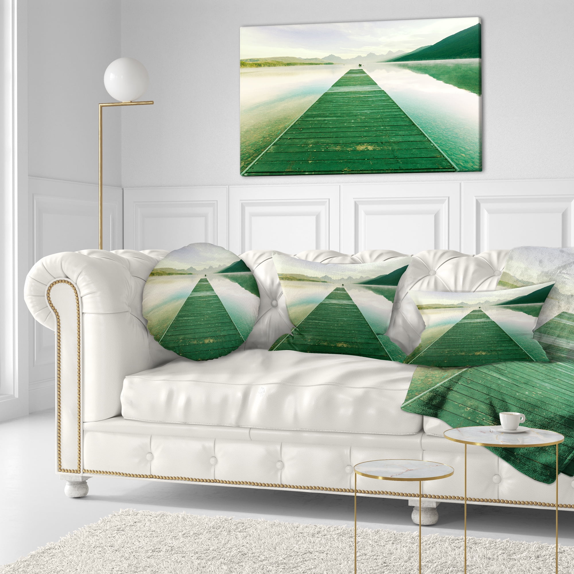 Designart 12" x 20" Green Polyester Throw Pillow