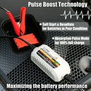 MOTOPOWER MP00205B 12V 1000mA Automatic Battery Charger, Battery Maintainer, Trickle Charger, and Battery Desulfator with Timer Protection