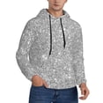thumbnail image 2 of Pofeuu GlitterSilver Print Mens Casual Hooded Collar Drawstring Hoodies Pullover Sweatshirts Casual Long Sleeve Shirts-Small, 2 of 7
