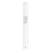A&S Mezuzot Aluminum Mezuzah Case with Exclusive Modern Shin Design Easy Peel and Stick Judaica Door Mezuza for Parchment Scroll (White, 7 Inches)